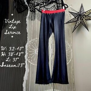 Vintage Lip Service Black Flare Pants with Red Grommet Waist 90's